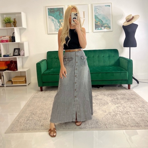 Jean Skirt Denim Maxi Skirt - Picture 1 of 6